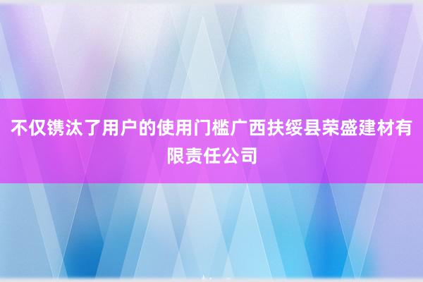 不仅镌汰了用户的使用门槛广西扶绥县荣盛建材有限责任公司